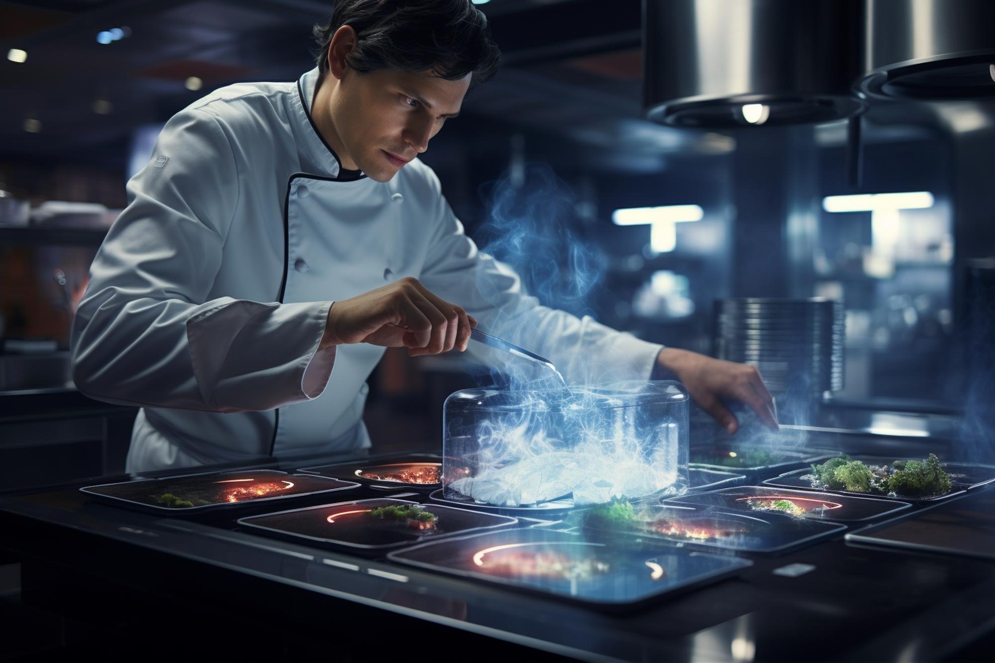 Chef using modern kitchen device